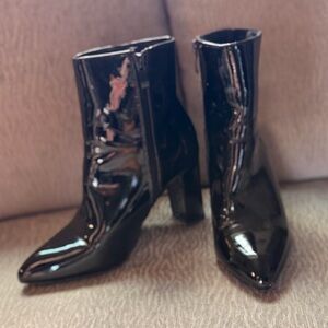 Black Patent Leather Ankle Boots